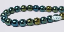 Czech 6mm Round Beads - Green Iris