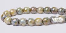 Czech 6mm Round Beads - Green Opaque Luster