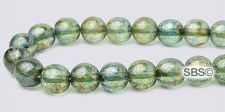 Czech 6mm Round Beads - Green / Transparent Luster