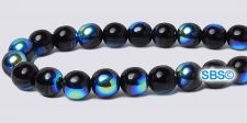 Czech 6mm Round Beads - Jet AB