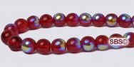 Czech 6mm Round Beads - Ruby AB