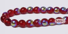Czech 6mm Round Beads - Ruby AB