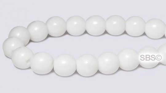 Czech 6mm Round Beads - White Opaque