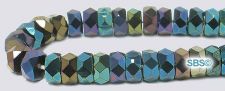 6mm x 3mm Fire Polished Rondel Beads - Bue Iris