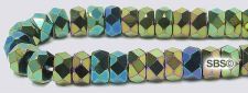6mm x 3mm Fire Polished Rondel Beads - Green Iris
