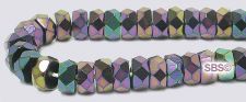 6mm x 3mm Fire Polished Rondel Beads - Purple Iris