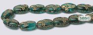 Czech 6x8 Cross Beads - Emerald