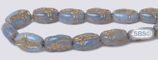 Czech 6x8 Cross Beads - Milky Sapphire