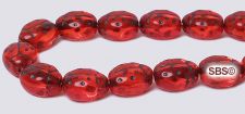 Czech 7x9mm Ladybug Beads - Hyacinth