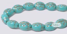Czech 7x9mm Ladybug Beads - Turquoise