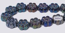 Czech 8mm Flower Beads - Opaque Indigo Luster
