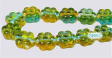 Czech 8mm Flower Beads - Orange Teal