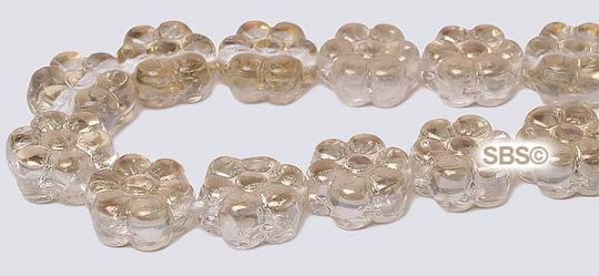 Czech 8mm Flower Beads - Smoky Topaz