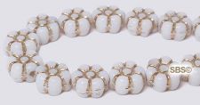 Czech 8mm Flower Beads - White / Gold Inlay