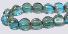Czech 8mm Melon Beads - Aquamarine / Celsian