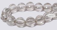 Czech 8mm Melon Beads - Crystal / Silver Inlay