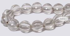 Czech 8mm Melon Beads - Crystal / Silver Inlay