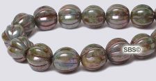 Czech 8mm Melon Beads - Green / Luster Opaque