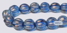 Czech 8mm Melon Beads - Halo - Azurite