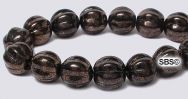 Czech 8mm Melon Beads - Jet / Marbled Dk Bronze
