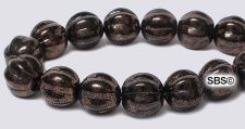 Czech 8mm Melon Beads - Jet / Marbled Dk Bronze