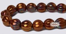 Czech 8mm Melon Beads - Red / Bronze Luster