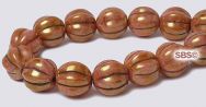 Czech 8mm Melon Beads - Rose / Gold Opaque Luster