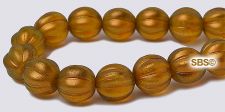 Czech 8mm Melon Beads - Sandalwood Halo