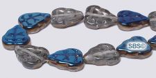 Czech 8x10 Leaf Beads - Crystal / Blue Iris