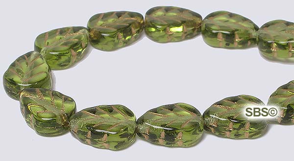 Supplies for Jewelry Making GOLDEN GREEN RONDELLS 10 Czech Metallic Glass Beads  6 mm by 8 mm