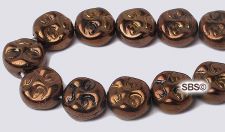 Czech 9mm Moon Face Beads - Dark Bronze