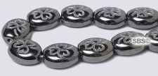 Czech 9x10 Clover Beads - Hematite / White