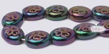 Czech 9x10 Clover Beads - Iris Purple / Gold