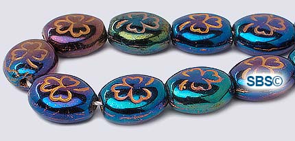 Czech Glass Beads - 9x10 Clovers / Shamrocks