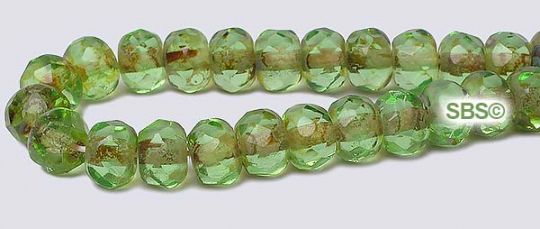 6mm Gemstone Fire Polished Beads - "Peridot / Picasso"