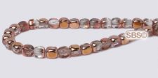 Czech 4mm Cube Beads - Apollo Gold