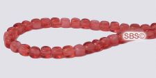 Czech 4mm Cube Beads - Fuchsia / Pearl