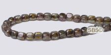 Czech 4mm Cube Beads - Green Trans / Luster