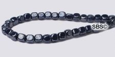 Czech 4mm Cube Beads - Navy Opaque / Luster