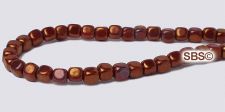 Czech 4mm Cube Beads - Red Opaque / Bronze