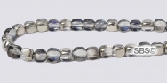 Czech 4mm Cube Beads - Silver / Blue Crystal