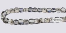 Czech 4mm Cube Beads - Silver / Blue Crystal