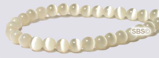 4mm Cats Eye Beads - CREAM AA - Grade