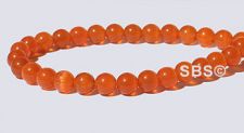 4mm Cats Eye Beads - ORANGE/RED AA- Grade