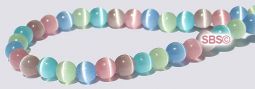 4mm Round Cats Eye Beads - Pastel Mix A - Grade