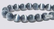 6mm Round Cats Eye Beads - BLACK "A"  Grade