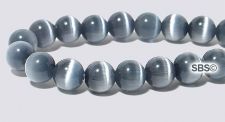 6mm Round Cats Eye Beads - BLACK "A"  Grade