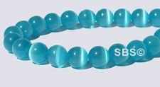 6mm Round Cats Eye Beads - BLUE AQUA "AA"  Grade