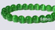 6mm Round Cats Eye Beads - GREEN "AA"  Grade