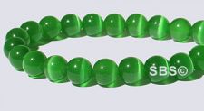 6mm Round Cats Eye Beads - GREEN "AA"  Grade